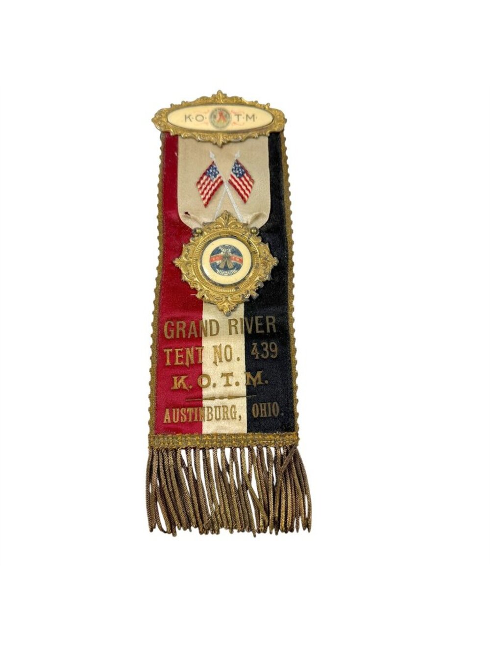 Knights of the Maccabees KOTM Fraternal Pin Ribbon Memoriam Vintage Early 1900s